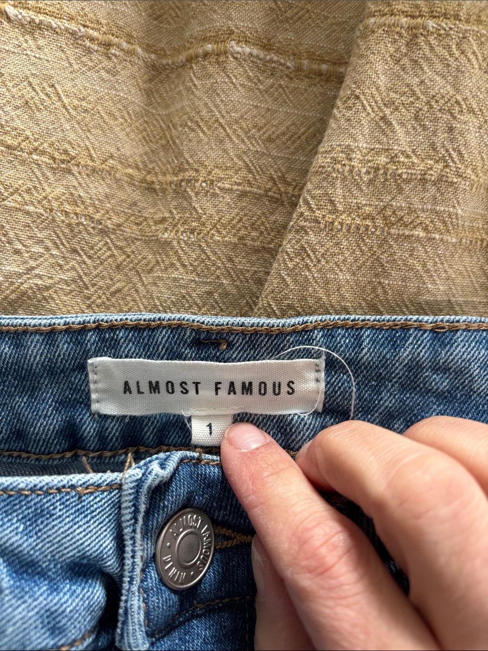 Almost Famous Medium Blue Distressed Straight Leg Jeans - Picture 2 of 6